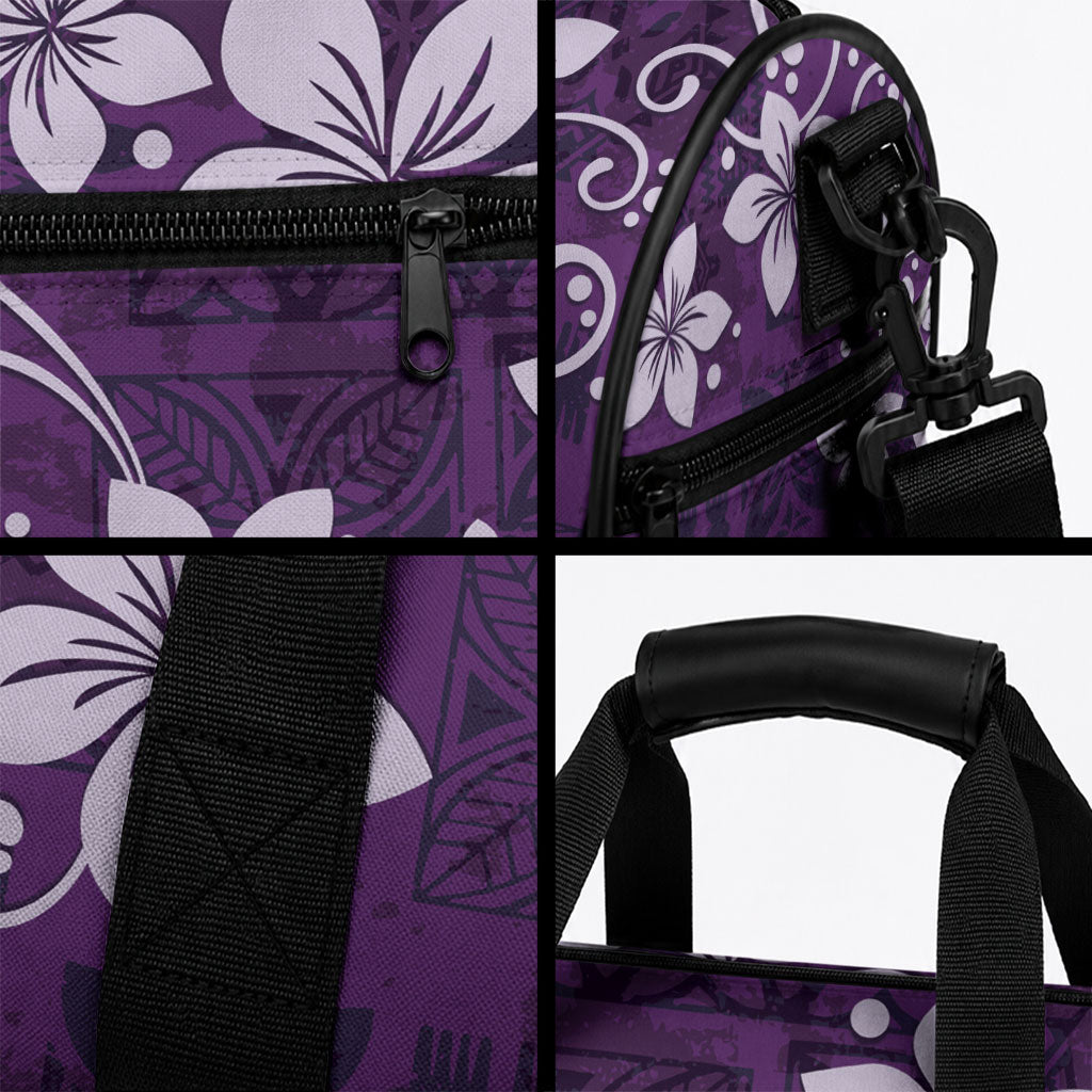 Plumeria Floral Tapa Pattern Amethyst Purple Duffle Bag LT01 - Polynesian Pride