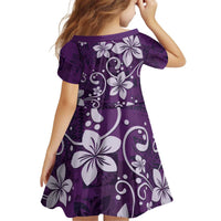 Plumeria Floral Tapa Pattern Amethyst Purple Family Matching Off Shoulder Short Dress and Hawaiian Shirt