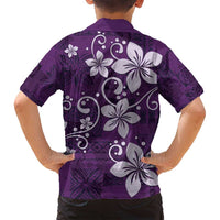 Plumeria Floral Tapa Pattern Amethyst Purple Family Matching Puletasi and Hawaiian Shirt LT01 - Polynesian Pride