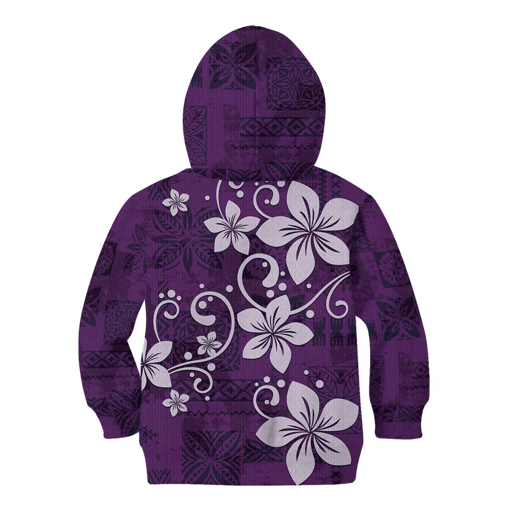 Plumeria Floral Tapa Pattern Amethyst Purple Kid Hoodie
