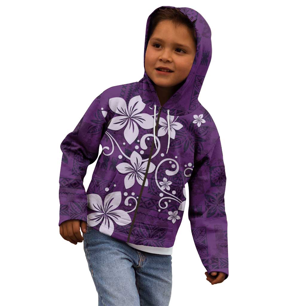 Plumeria Floral Tapa Pattern Amethyst Purple Kid Hoodie