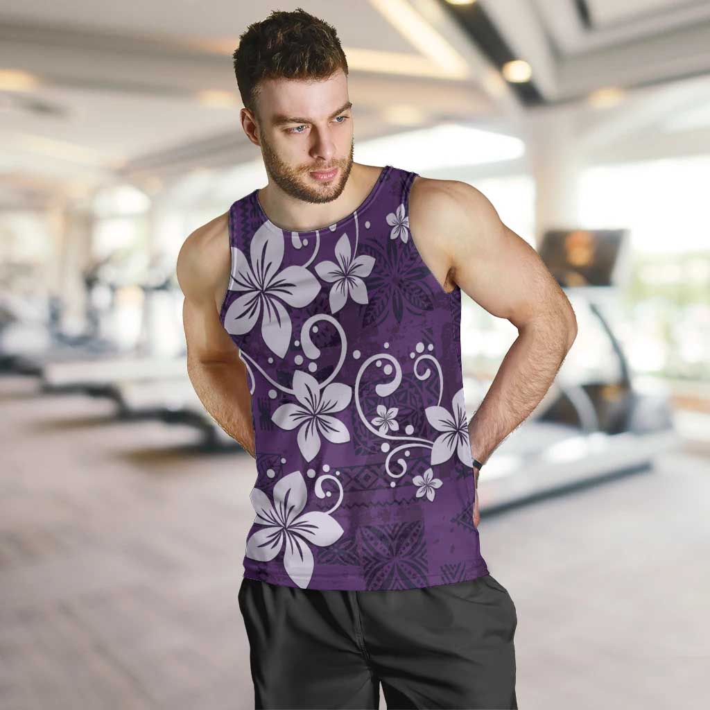 Plumeria Floral Tapa Pattern Amethyst Purple Men Tank Top