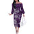 Plumeria Floral Tapa Pattern Amethyst Purple Off The Shoulder Long Sleeve Dress