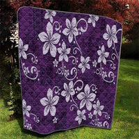 Plumeria Floral Tapa Pattern Amethyst Purple Quilt LT01 - Polynesian Pride