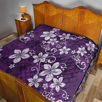 Plumeria Floral Tapa Pattern Amethyst Purple Quilt LT01 - Polynesian Pride