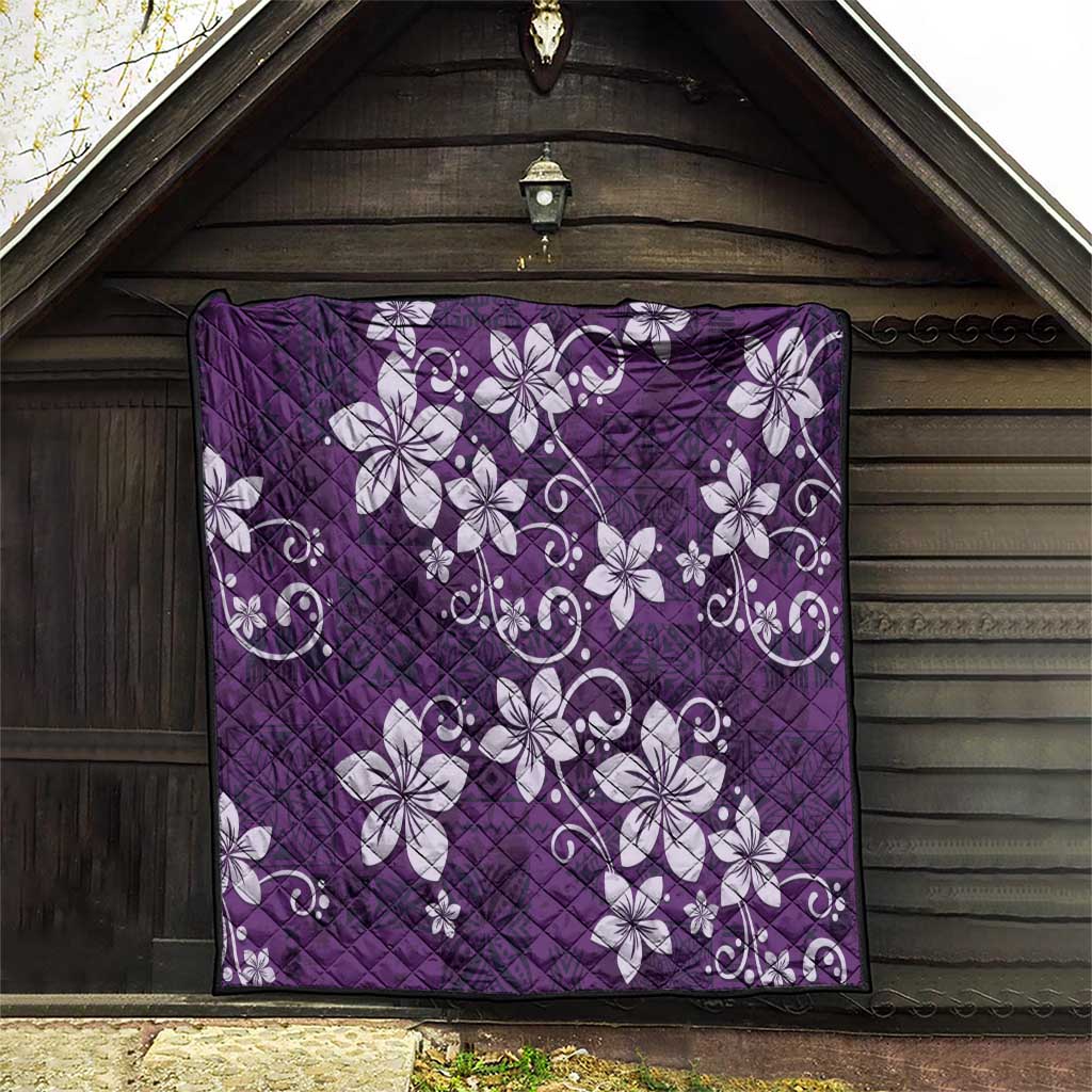 Plumeria Floral Tapa Pattern Amethyst Purple Quilt LT01 - Polynesian Pride