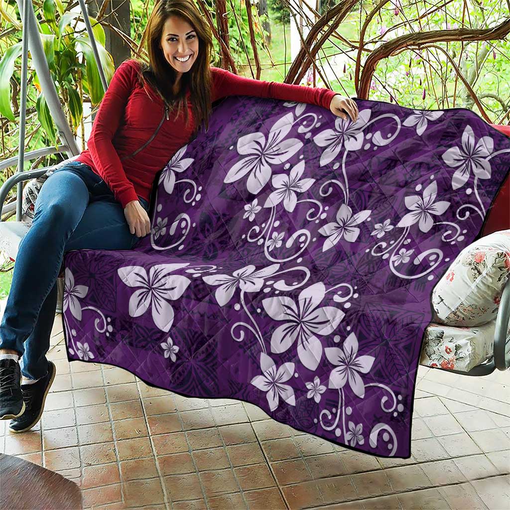 Plumeria Floral Tapa Pattern Amethyst Purple Quilt LT01 - Polynesian Pride