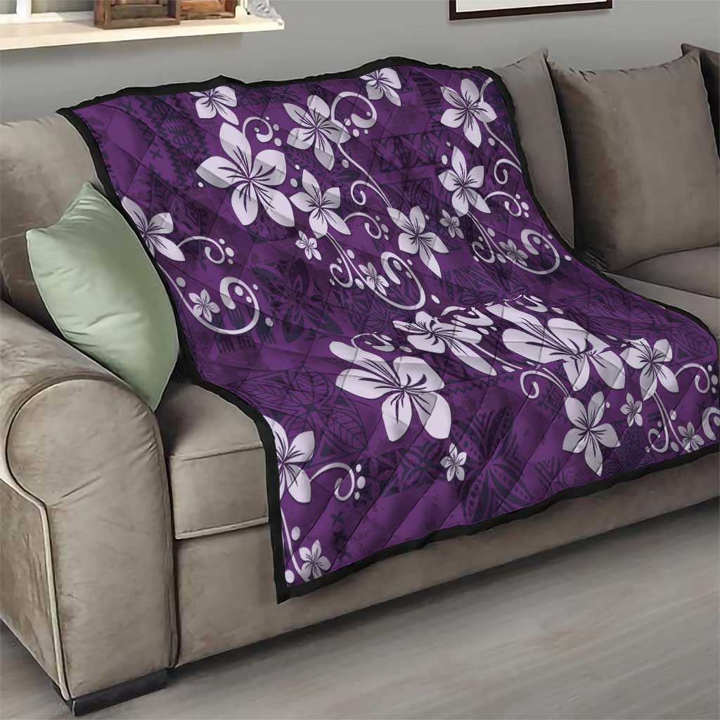 Plumeria Floral Tapa Pattern Amethyst Purple Quilt LT01 - Polynesian Pride