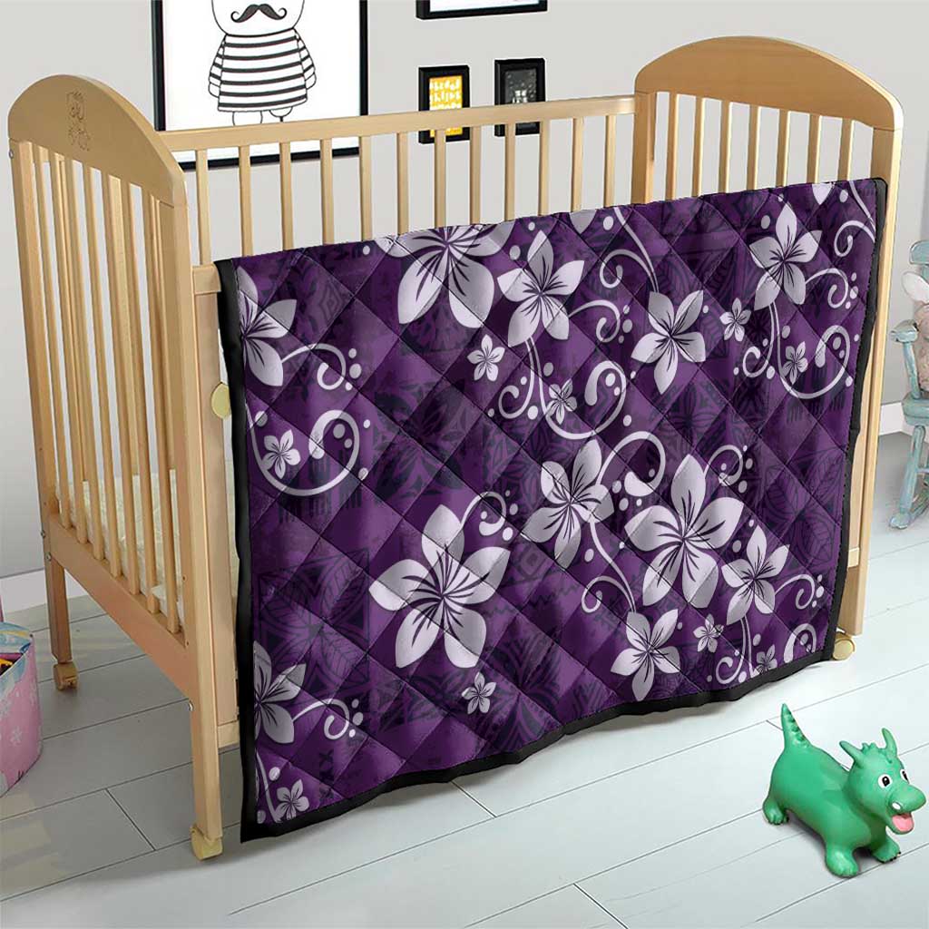 Plumeria Floral Tapa Pattern Amethyst Purple Quilt LT01 - Polynesian Pride