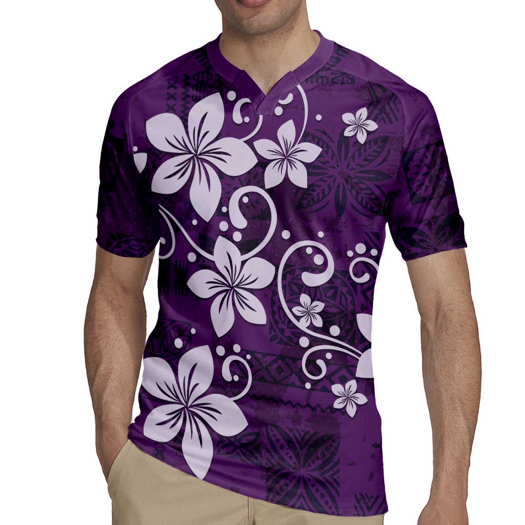 Plumeria Floral Tapa Pattern Amethyst Purple Rugby Jersey