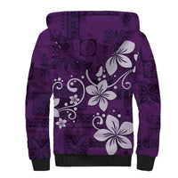Plumeria Floral Tapa Pattern Amethyst Purple Sherpa Hoodie