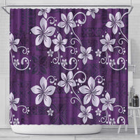 Plumeria Floral Tapa Pattern Amethyst Purple Shower Curtain LT01 - Polynesian Pride