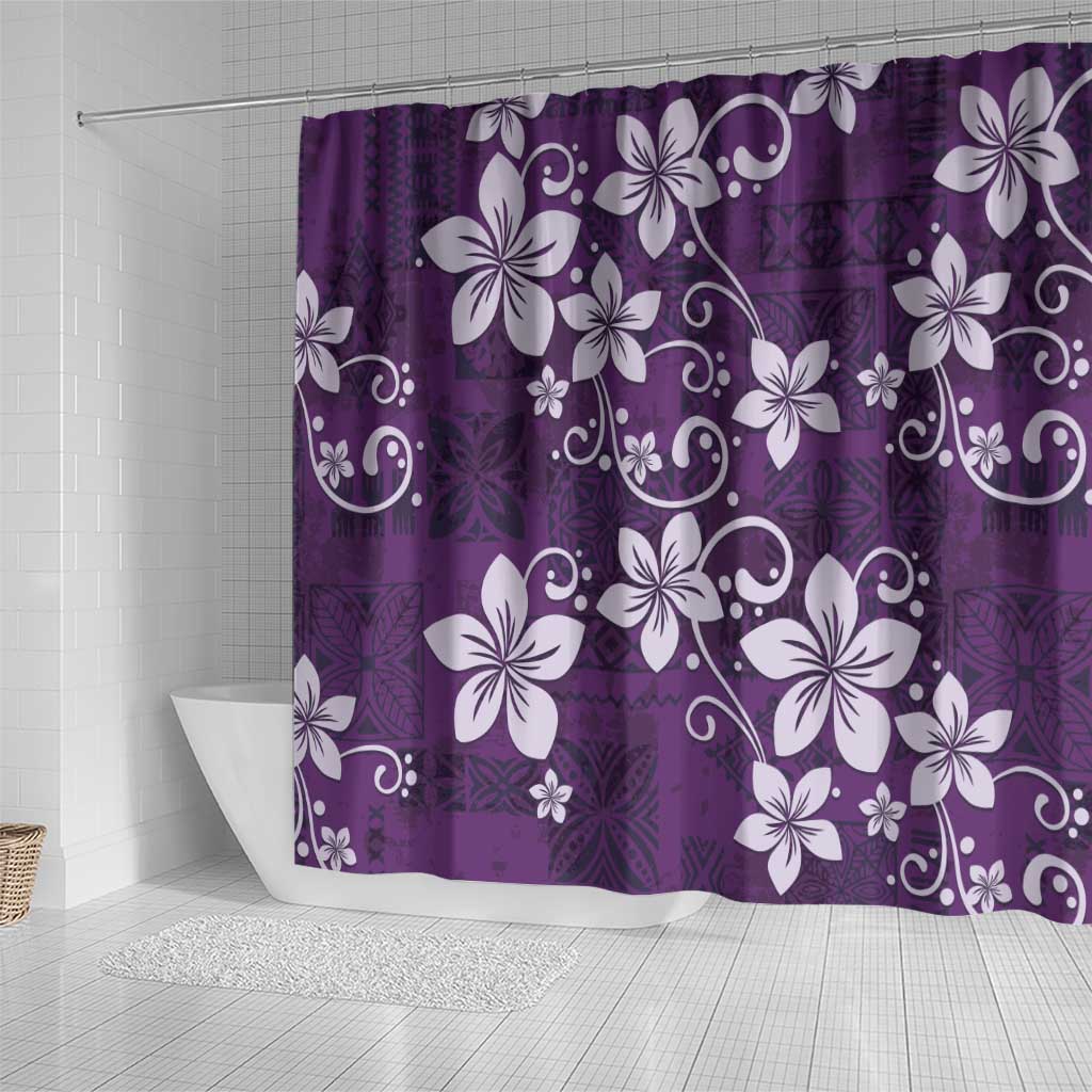 Plumeria Floral Tapa Pattern Amethyst Purple Shower Curtain LT01 - Polynesian Pride