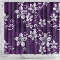 Plumeria Floral Tapa Pattern Amethyst Purple Shower Curtain LT01 - Polynesian Pride