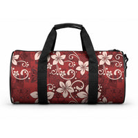 Plumeria Floral Tapa Pattern Oxblood Red Duffle Bag LT01 One size Red - Polynesian Pride
