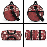 Plumeria Floral Tapa Pattern Oxblood Red Duffle Bag LT01 - Polynesian Pride