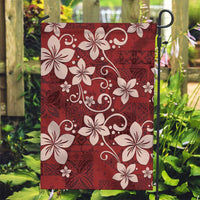 Plumeria Floral Tapa Pattern Oxblood Red Garden Flag