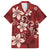 Plumeria Floral Tapa Pattern Oxblood Red Hawaiian Shirt