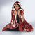 Plumeria Floral Tapa Pattern Oxblood Red Hooded Blanket