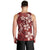 Plumeria Floral Tapa Pattern Oxblood Red Men Tank Top