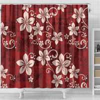 Plumeria Floral Tapa Pattern Oxblood Red Shower Curtain LT01 - Polynesian Pride