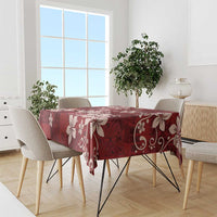 Plumeria Floral Tapa Pattern Oxblood Red Tablecloth LT01 - Polynesian Pride