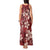 Plumeria Floral Tapa Pattern Oxblood Red Tank Maxi Dress