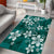 Plumeria Floral Tapa Pattern Crystal Teal Area Rug