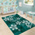 Plumeria Floral Tapa Pattern Crystal Teal Area Rug