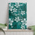 Plumeria Floral Tapa Pattern Crystal Teal Canvas Wall Art