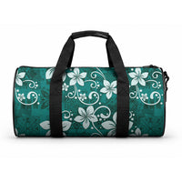 Plumeria Floral Tapa Pattern Crystal Teal Duffle Bag LT01 One size Teal - Polynesian Pride