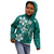 Plumeria Floral Tapa Pattern Crystal Teal Kid Hoodie