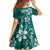 Plumeria Floral Tapa Pattern Crystal Teal Kid Short Sleeve Dress