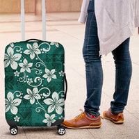 Plumeria Floral Tapa Pattern Crystal Teal Luggage Cover LT01 Teal - Polynesian Pride