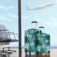 Plumeria Floral Tapa Pattern Crystal Teal Luggage Cover LT01 - Polynesian Pride