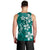 Plumeria Floral Tapa Pattern Crystal Teal Men Tank Top