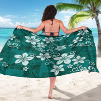 Plumeria Floral Tapa Pattern Crystal Teal Sarong