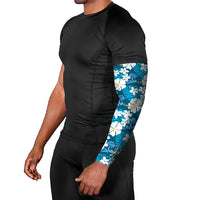 Blue Hawaiian Hibiscus Monstera Arm Sleeves Grunge Stylized LT01 - Polynesian Pride