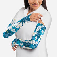 Blue Hawaiian Hibiscus Monstera Arm Sleeves Grunge Stylized LT01 - Polynesian Pride