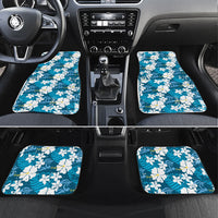 Blue Hawaiian Hibiscus Monstera Car Mats Grunge Stylized