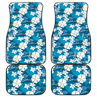 Blue Hawaiian Hibiscus Monstera Car Mats Grunge Stylized