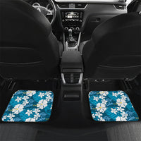 Blue Hawaiian Hibiscus Monstera Car Mats Grunge Stylized