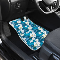 Blue Hawaiian Hibiscus Monstera Car Mats Grunge Stylized