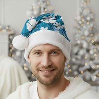 Blue Hawaiian Hibiscus Monstera Christmas Santa Hat Grunge Stylized LT01 - Polynesian Pride