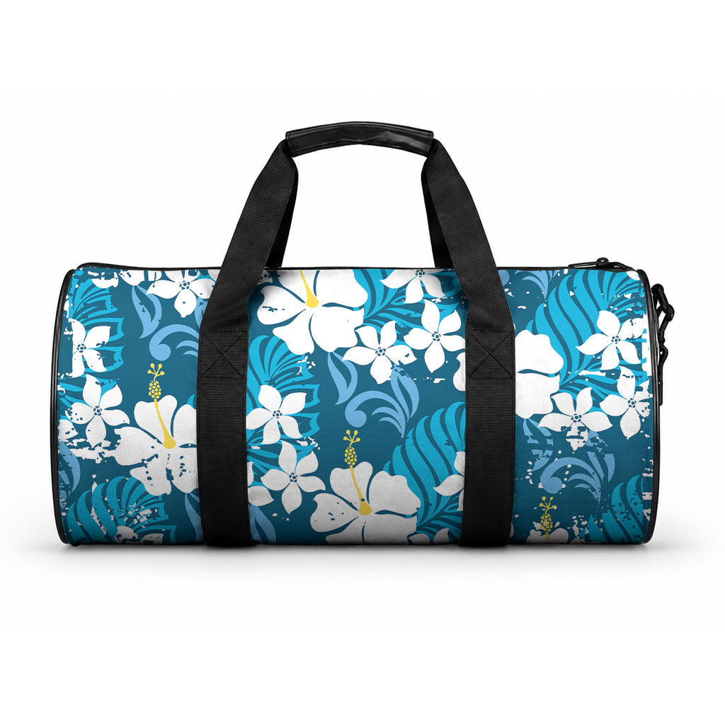 Blue Hawaiian Hibiscus Monstera Duffle Bag Grunge Stylized LT01 One size Blue - Polynesian Pride