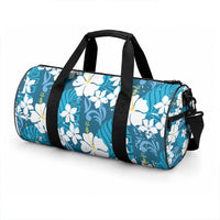 Blue Hawaiian Hibiscus Monstera Duffle Bag Grunge Stylized LT01 - Polynesian Pride