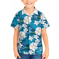 Blue Hawaiian Hibiscus Monstera Hawaiian Shirt Grunge Stylized LT01 - Polynesian Pride