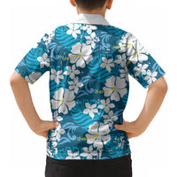 Blue Hawaiian Hibiscus Monstera Hawaiian Shirt Grunge Stylized LT01 - Polynesian Pride