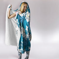 Blue Hawaiian Hibiscus Monstera Hooded Blanket Grunge Stylized LT01 - Polynesian Pride