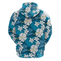 Blue Hawaiian Hibiscus Monstera Hoodie Grunge Stylized LT01 - Polynesian Pride
